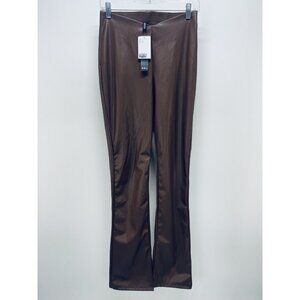 H&M Divided Pants Size S Women’s Vegan Leather Light Brown Flared Pull On New